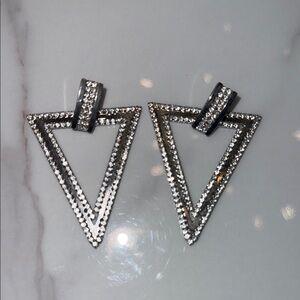 Silver Triangle Drop Earrings